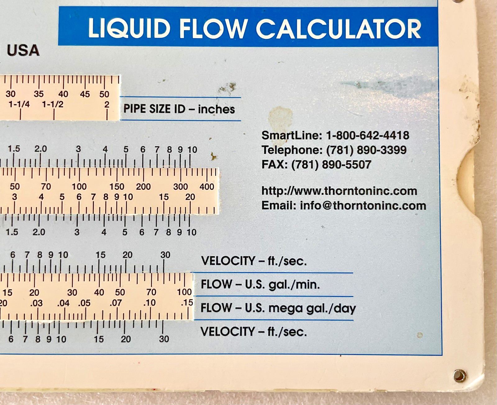 Liquid Flow Calculator + Resistivity / Conductivity units converter Slide Chart