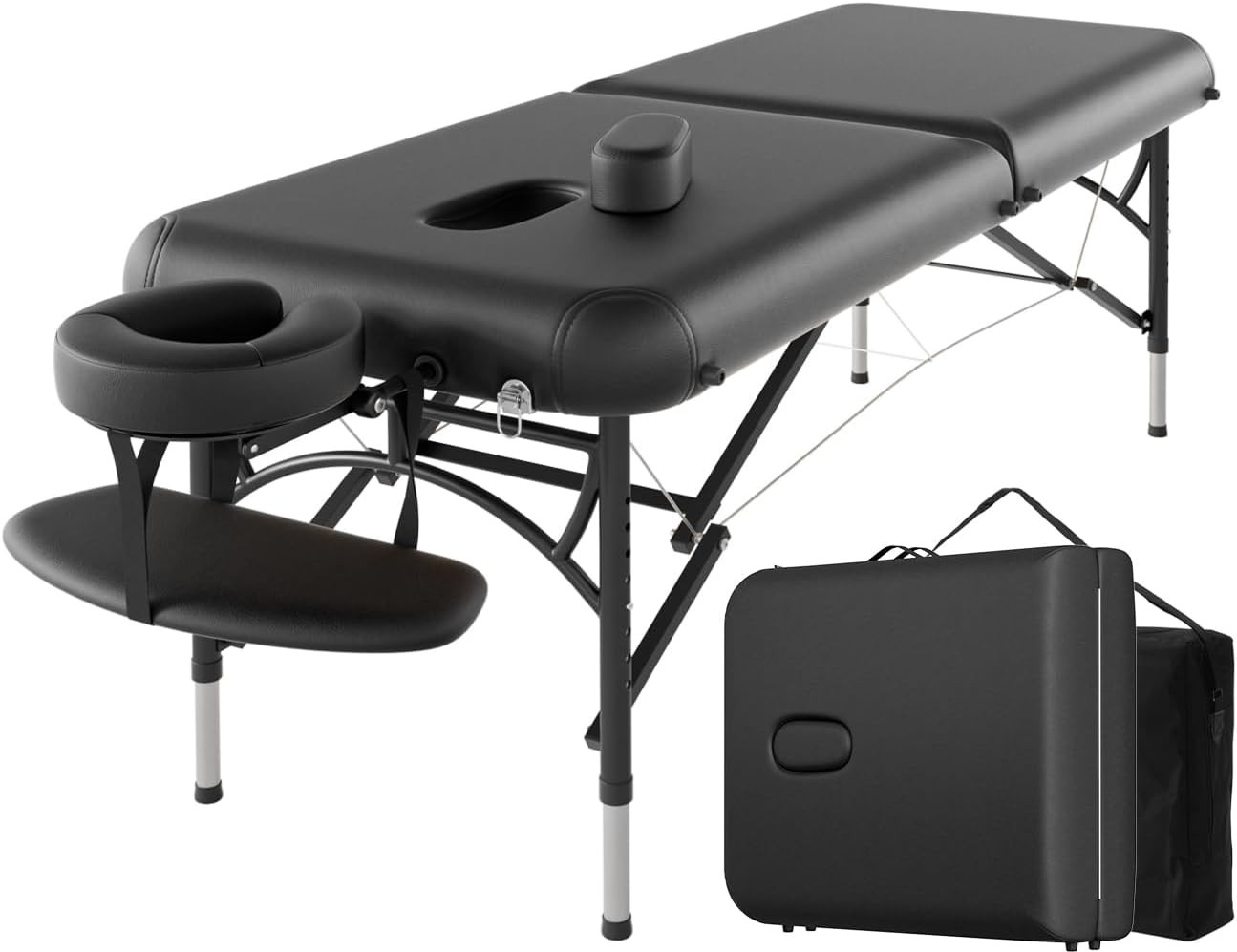 Portable 84" Massage Table - Lightweight, Adjustable, 1100LBS Capacity, Carry Ba