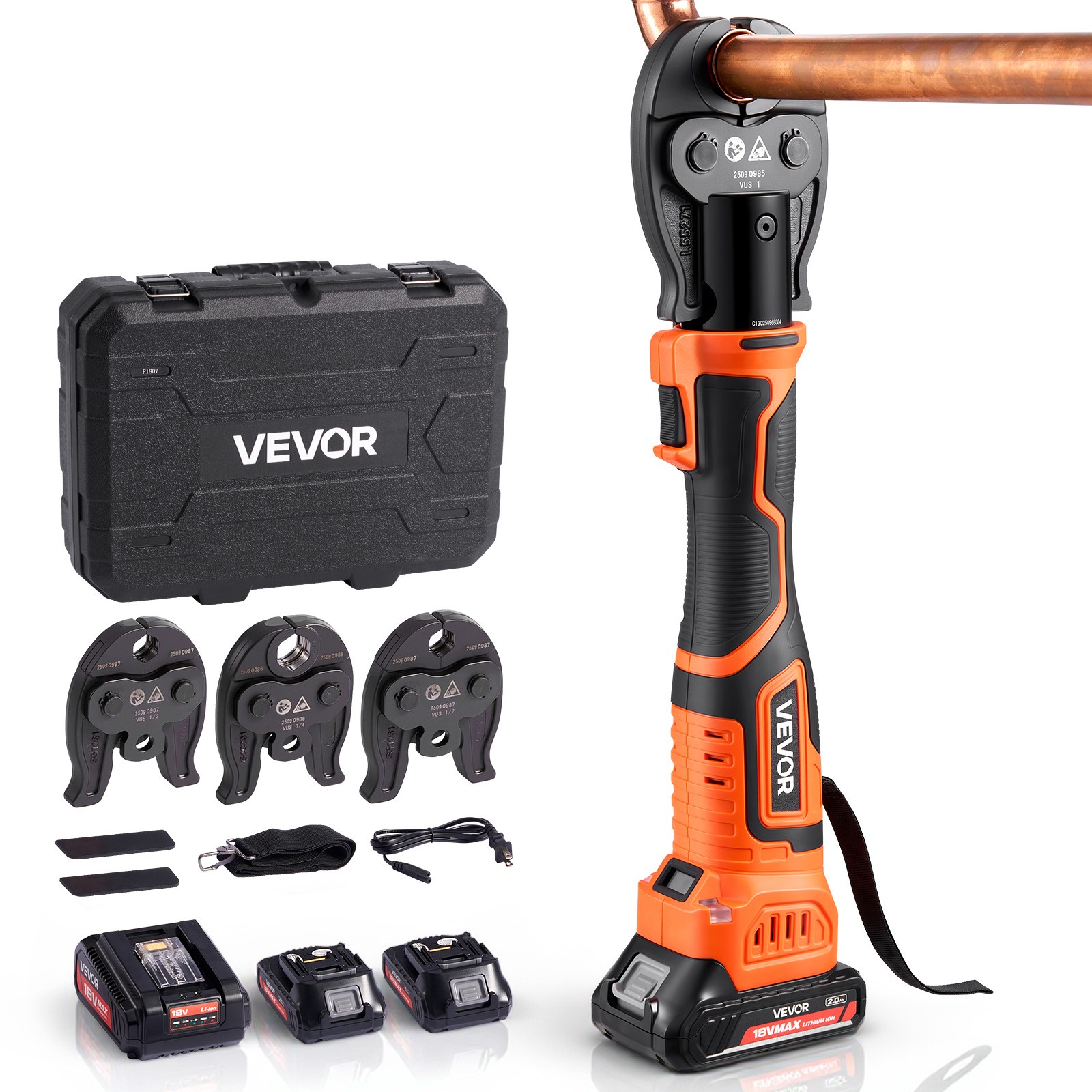 VEVOR 18V Press Tool 24KN Electric Crimping Tool for 1/2" 3/4" 1" Copper Pipes