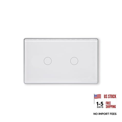 Smart Switch Aluminum Frame,2.5D Glass Panel,4.65 Aluminum Frame 2 Button White