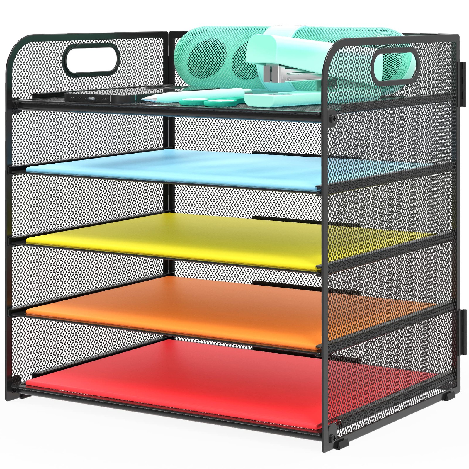 Letter Tray Paper Organizer 5-Tier Desk 13.9" x 13" x 2.4", Black