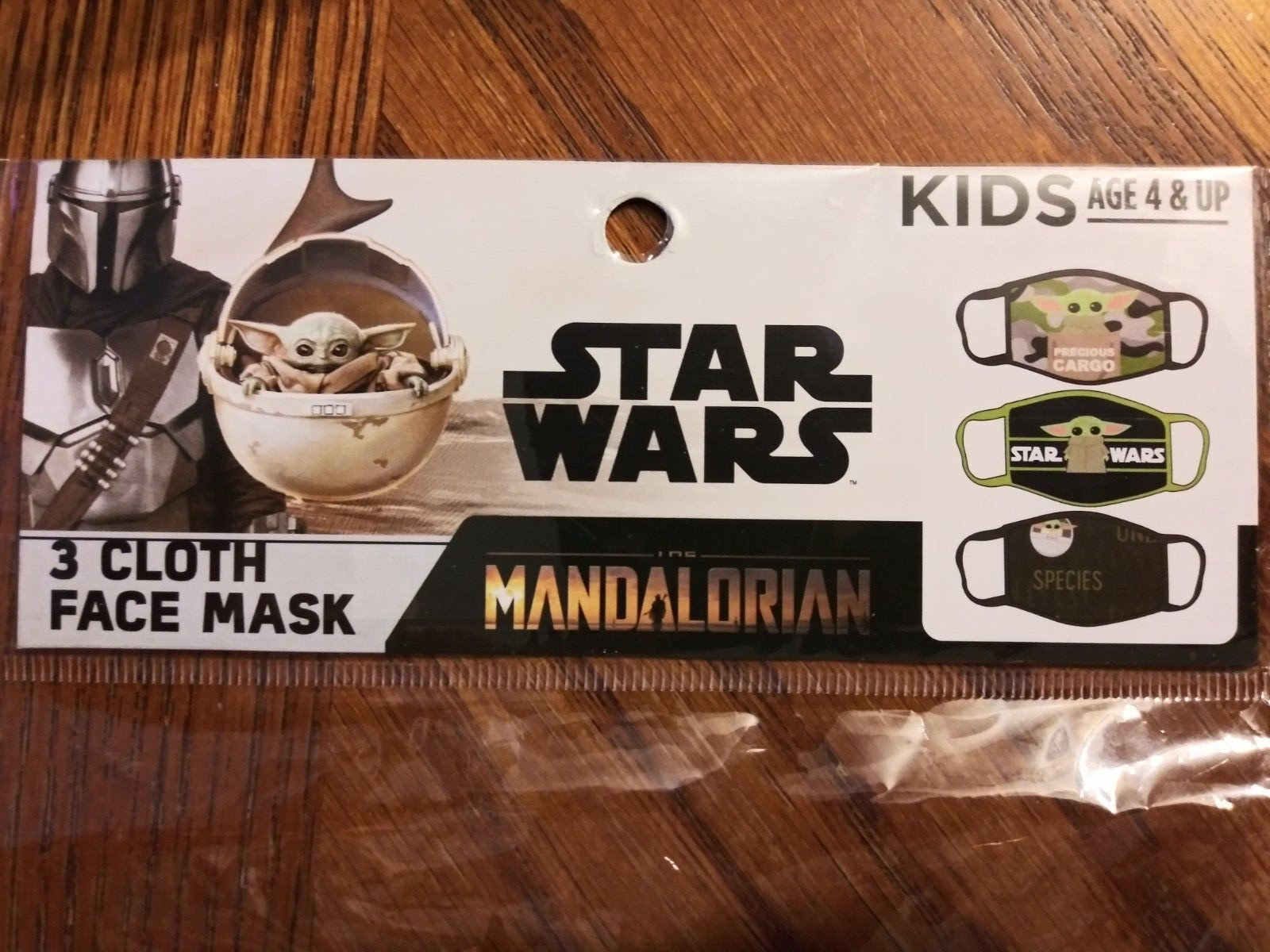 Star Wars Mandalorian 3pc Set Face Mask Age 4+ Washable all Different