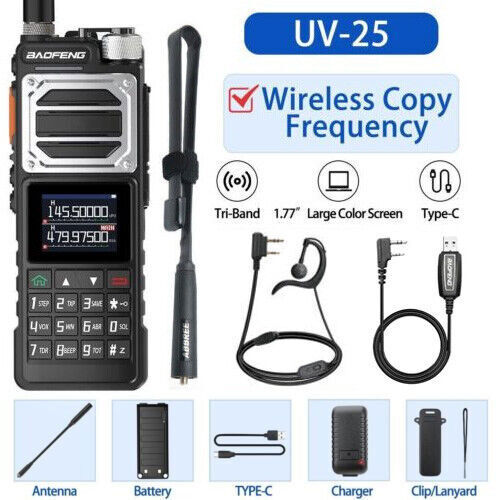 US Baofeng UV-25 Walkie Talkie Noaa Long Range Tri-power Two Way Ham Radio Kit