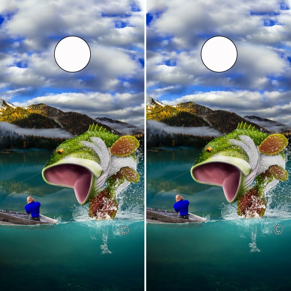 Angler Fishing Largemouth Bass Cornhole Board Wraps ONLY Painted Vinyl Decal 2Pk