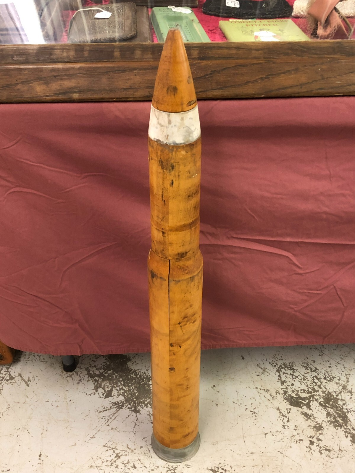Vintage 1943 WW2 WWII US Navy Mk-6 Practice Wood Dummy Cartridge