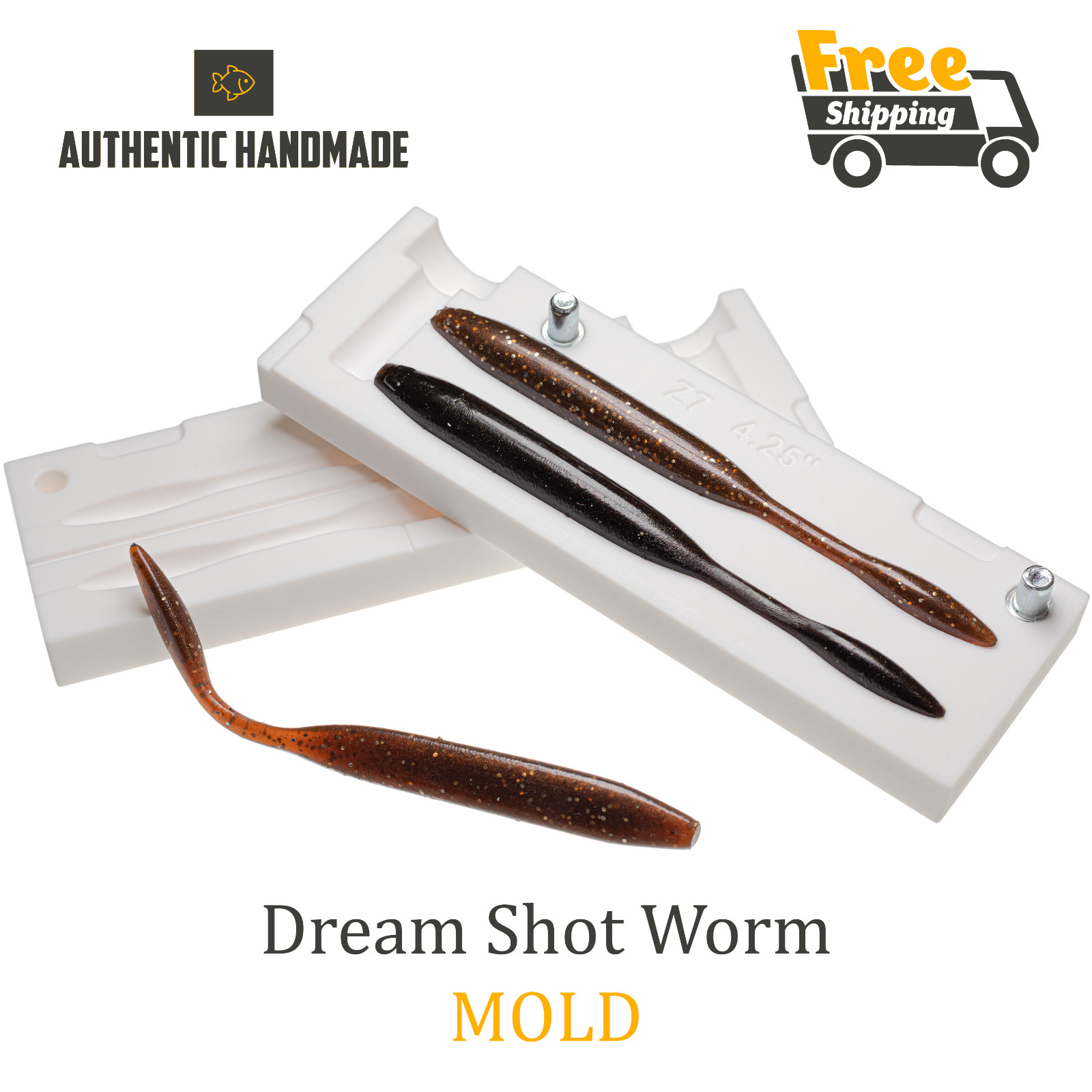 Dream Shot Worm 2-cavity Bait Mold Soft Plastic DIY Lure 108 mm