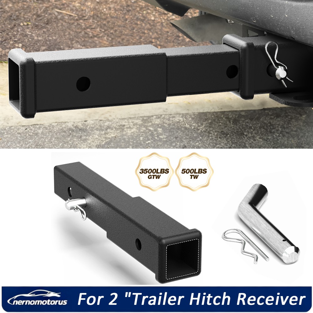 Trailer Hitch Extension 2In Receiver Extender 5/8 Pin Hole 4000Lbs Towing Black