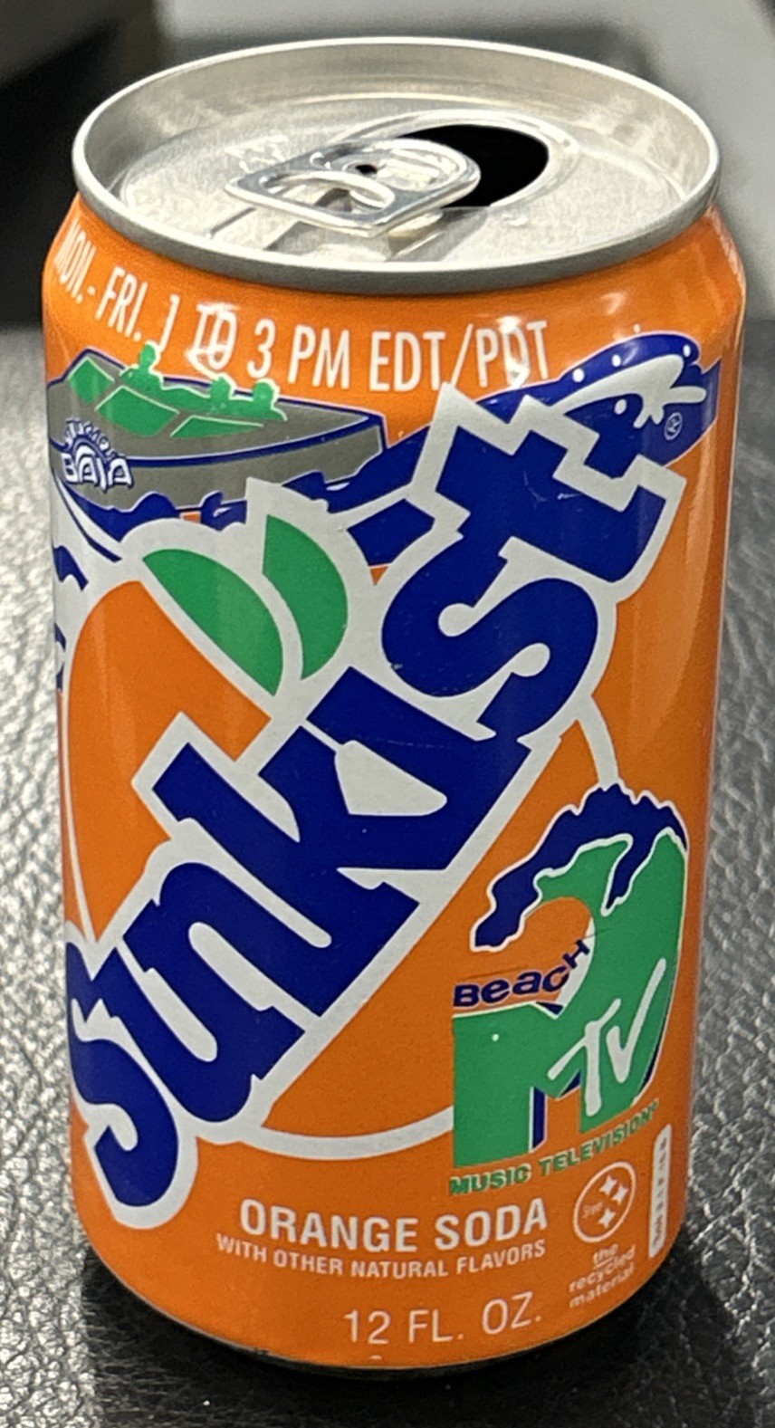 Vintage SUNKIST 12oz. EMPTY Steel Pull Tab Soda Can, BEACH MTV JET SKI/BOAT