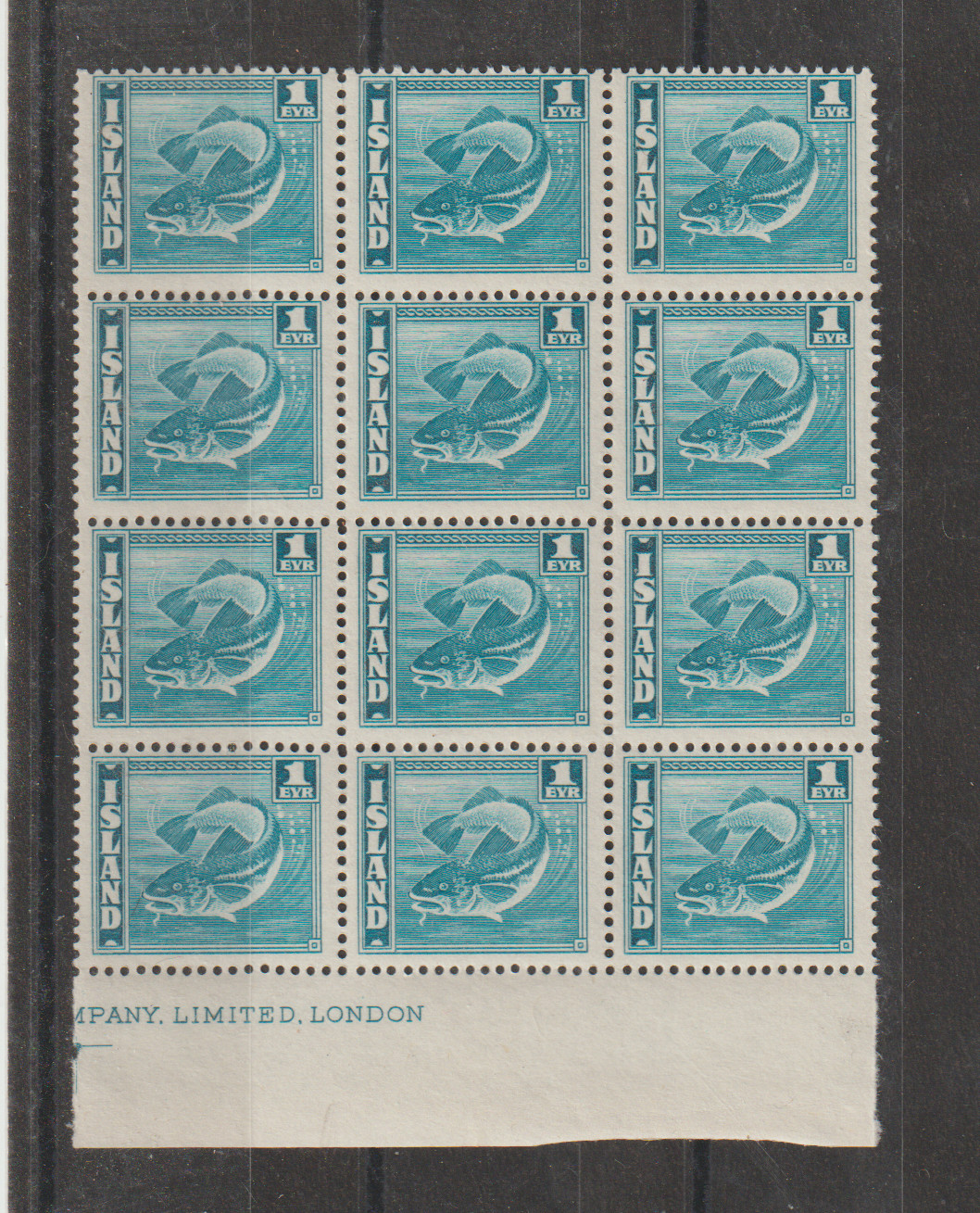 GL-ICELAND MNH 12-STAMP LOT SC#217A CODFISH