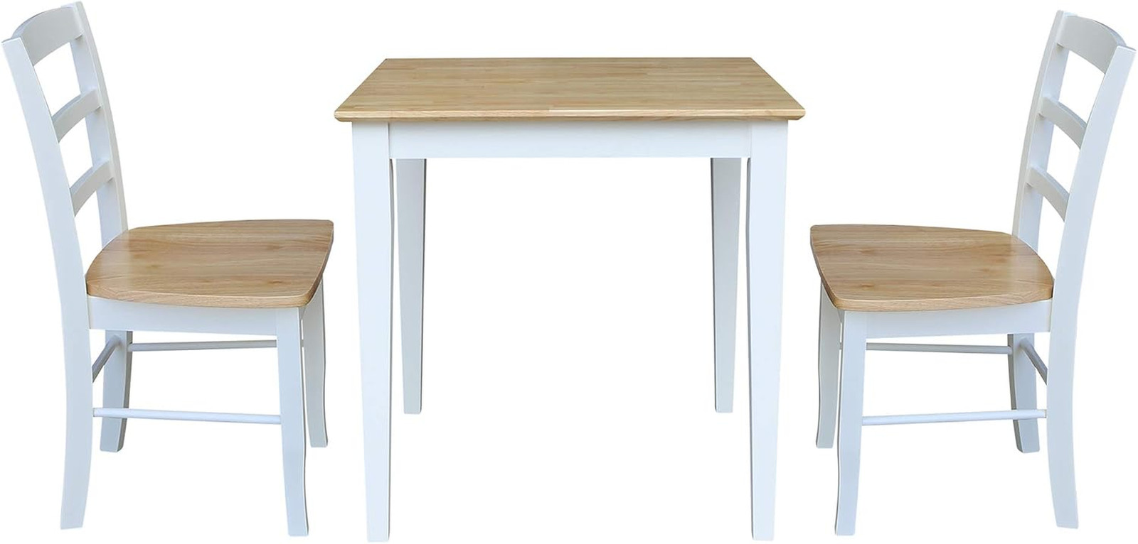 Dining Table Set with 2 Ladderback Chairs Solid Wood Parawood Kitchen/Dining Fur