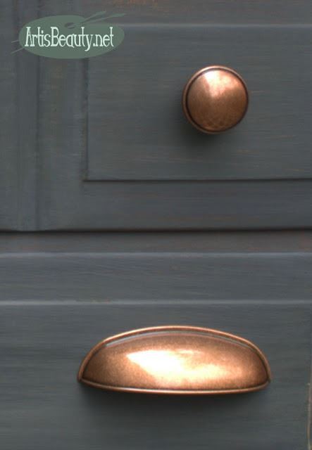 2-1/2" or 3" Dual Mount Cup Pull Antique Copper