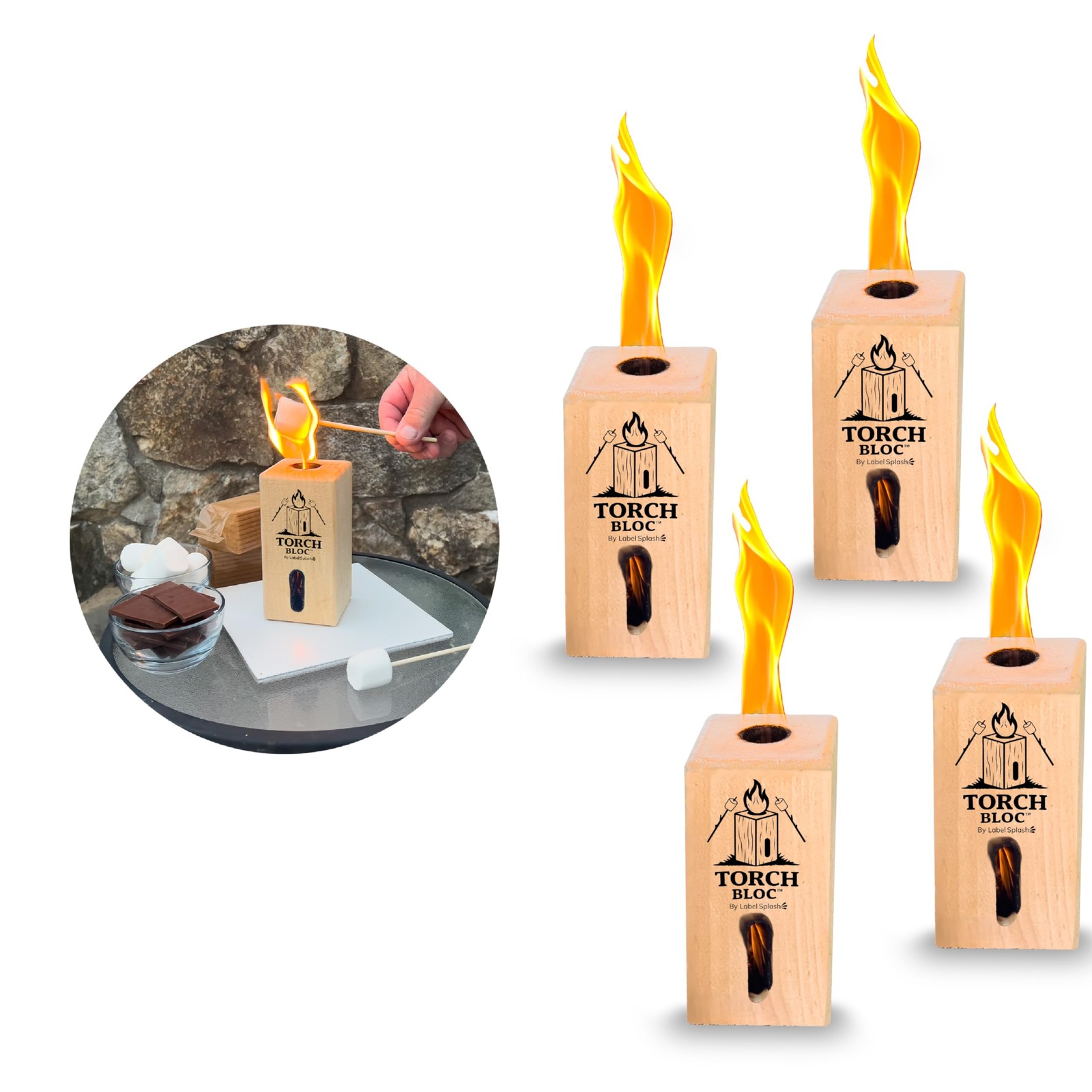 Swedish Fire Log Campfire Logs for S’Mores & Fire Pits, Torch Bloc One Log Fi...