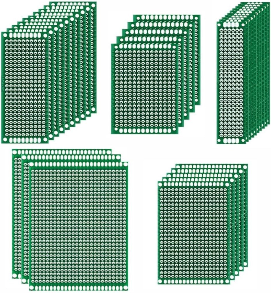 33pcs double-sided PCB prototype circuit board kit, 5 sizes of green universal