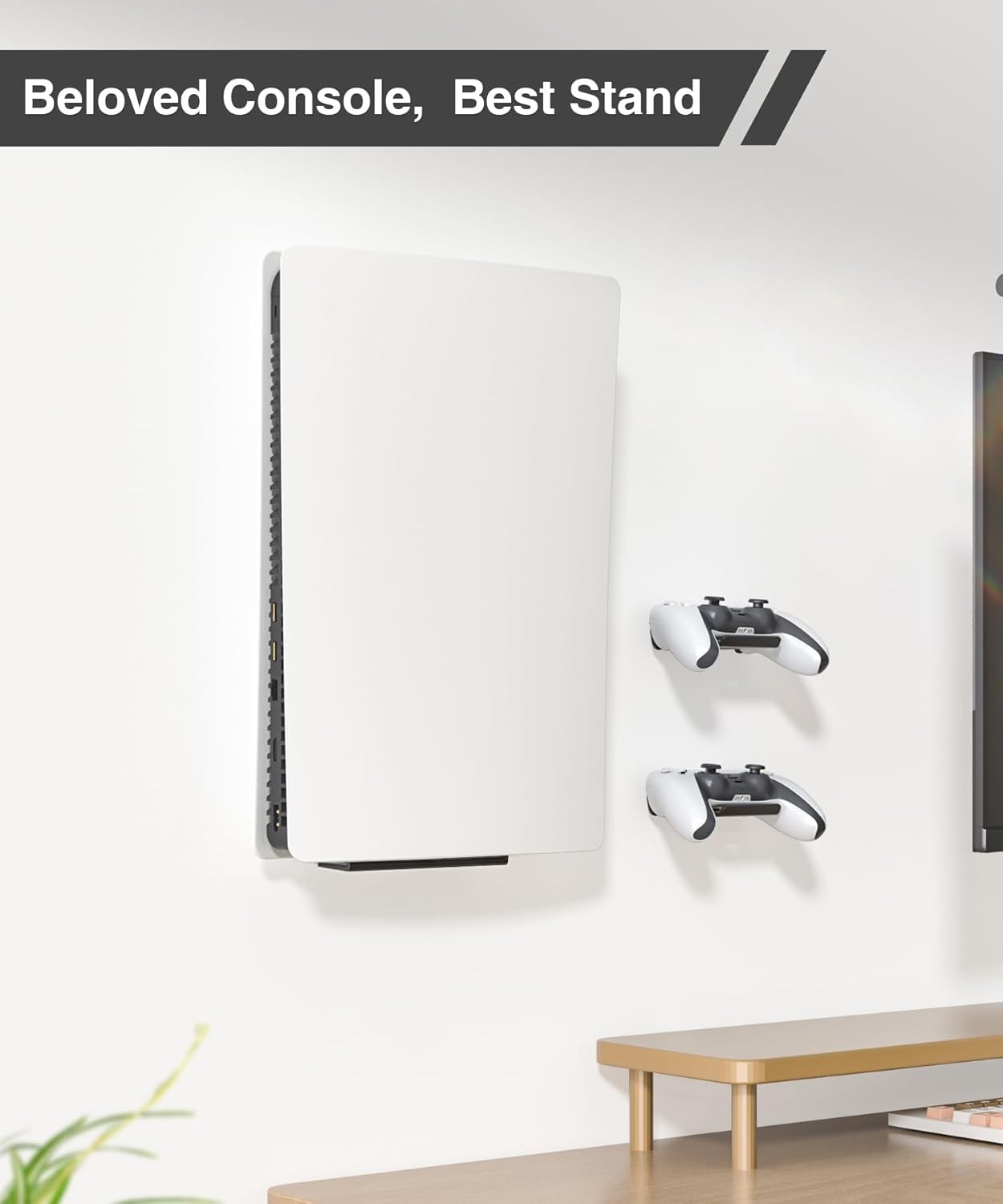 Upgraded Adjustable Console Holder Wall Mount for PS5 Black Gaming Stand for