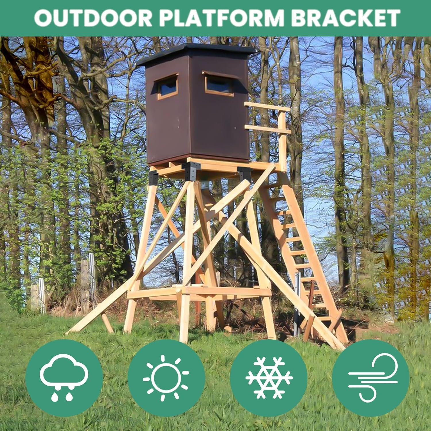 4Pcs Deer Stand Brackets 4x4 Elevator Hunting Platform Tree House Supports