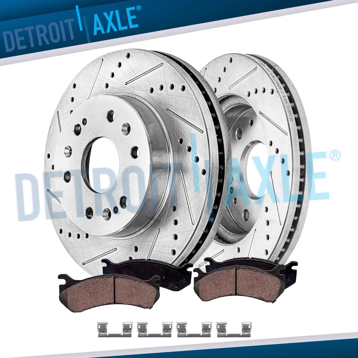 Front Drilled Rotors Brake Pads for Chevy GMC Silverado Sierra 1500 XTS Yukon