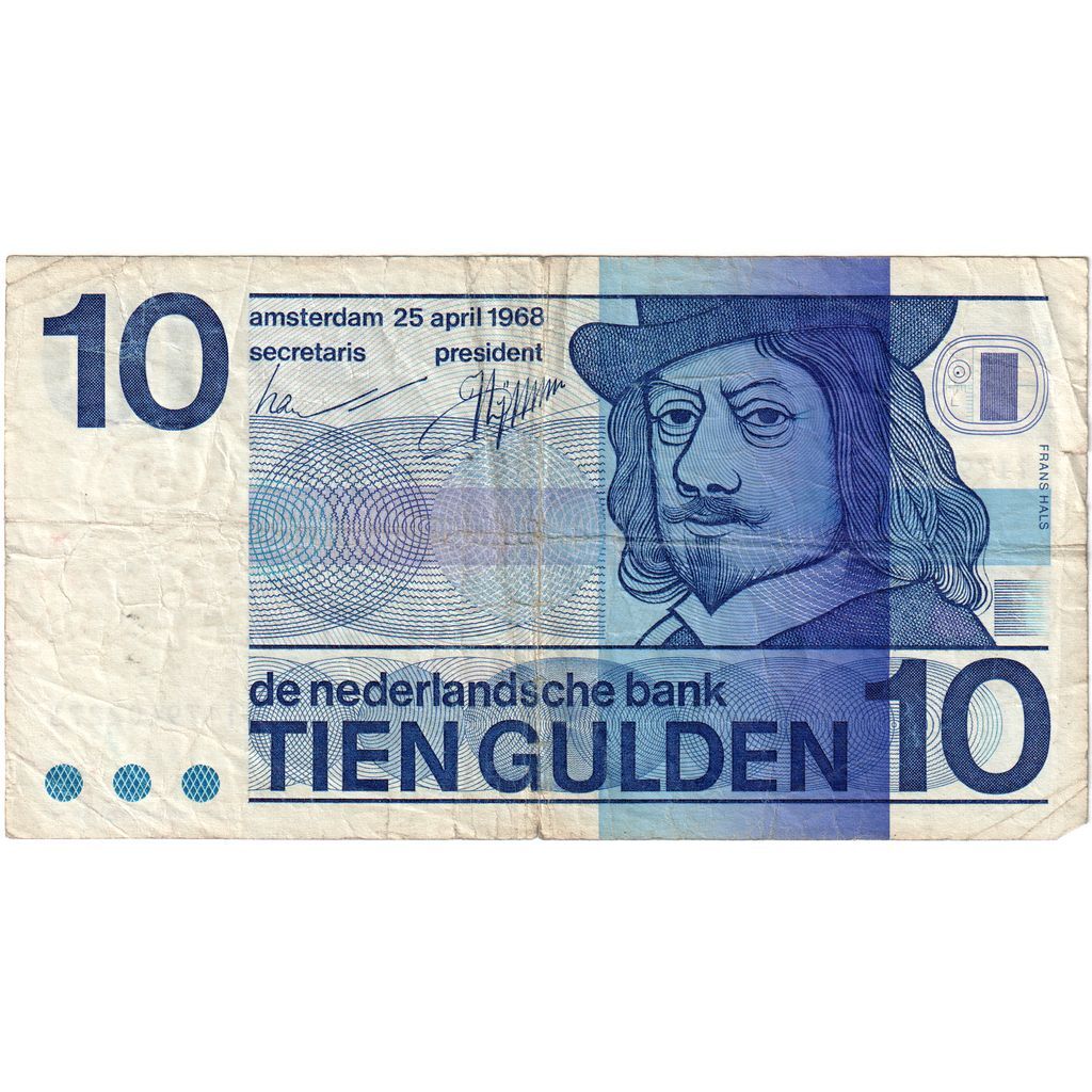 [#249937] Netherlands, 10 Gulden, 1968, KM:91b, 1968-04-25, VF