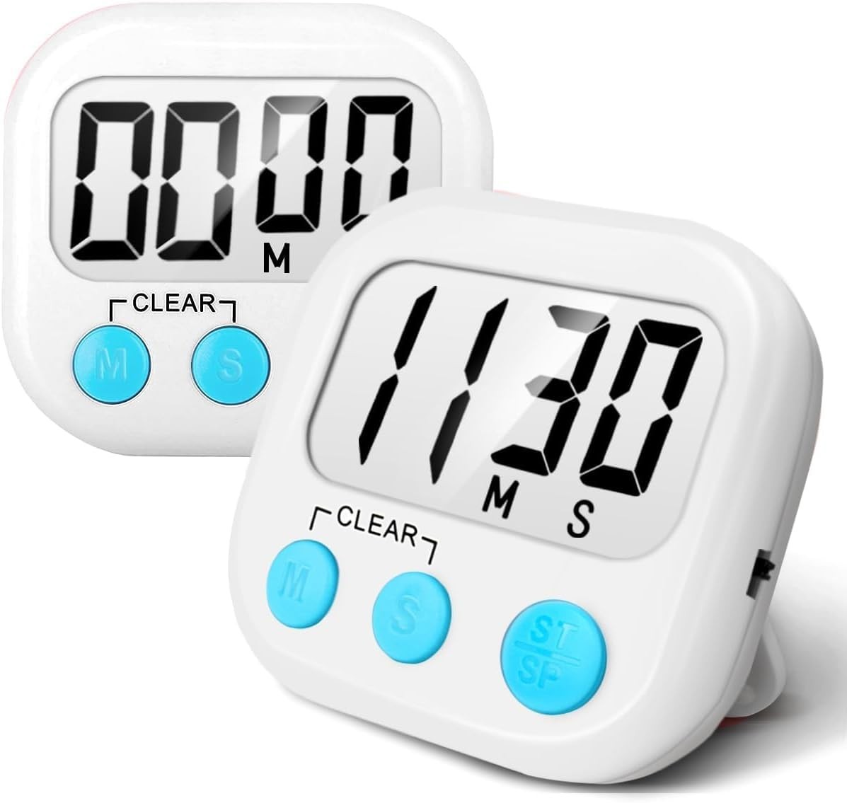 Temporizador de cocina digital 2 unidades con dígitos grandes y alarma fuerte