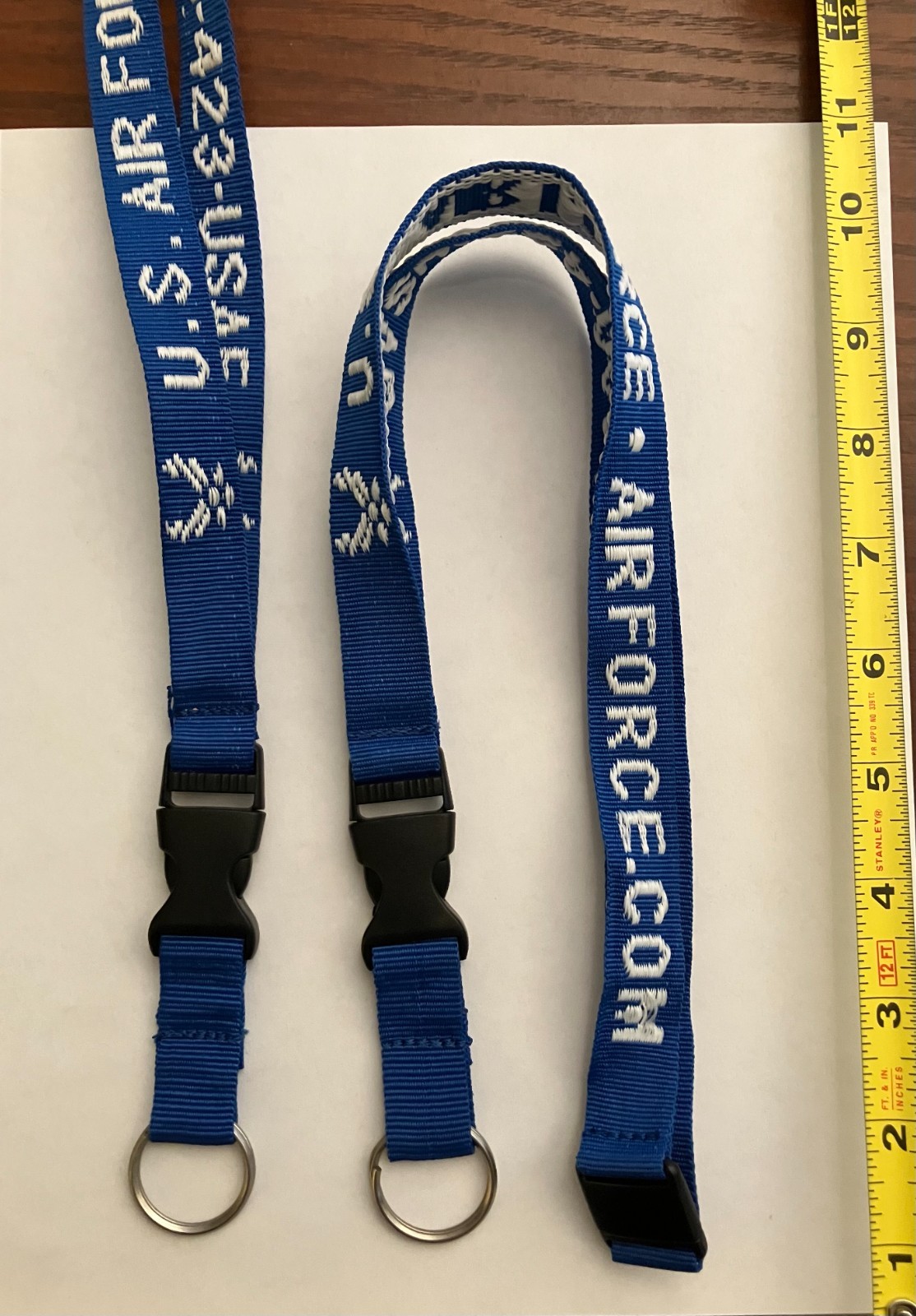 2x U.S. Air Force USAF Blue Neck ID Lanyard Detachable End Keychain Pair