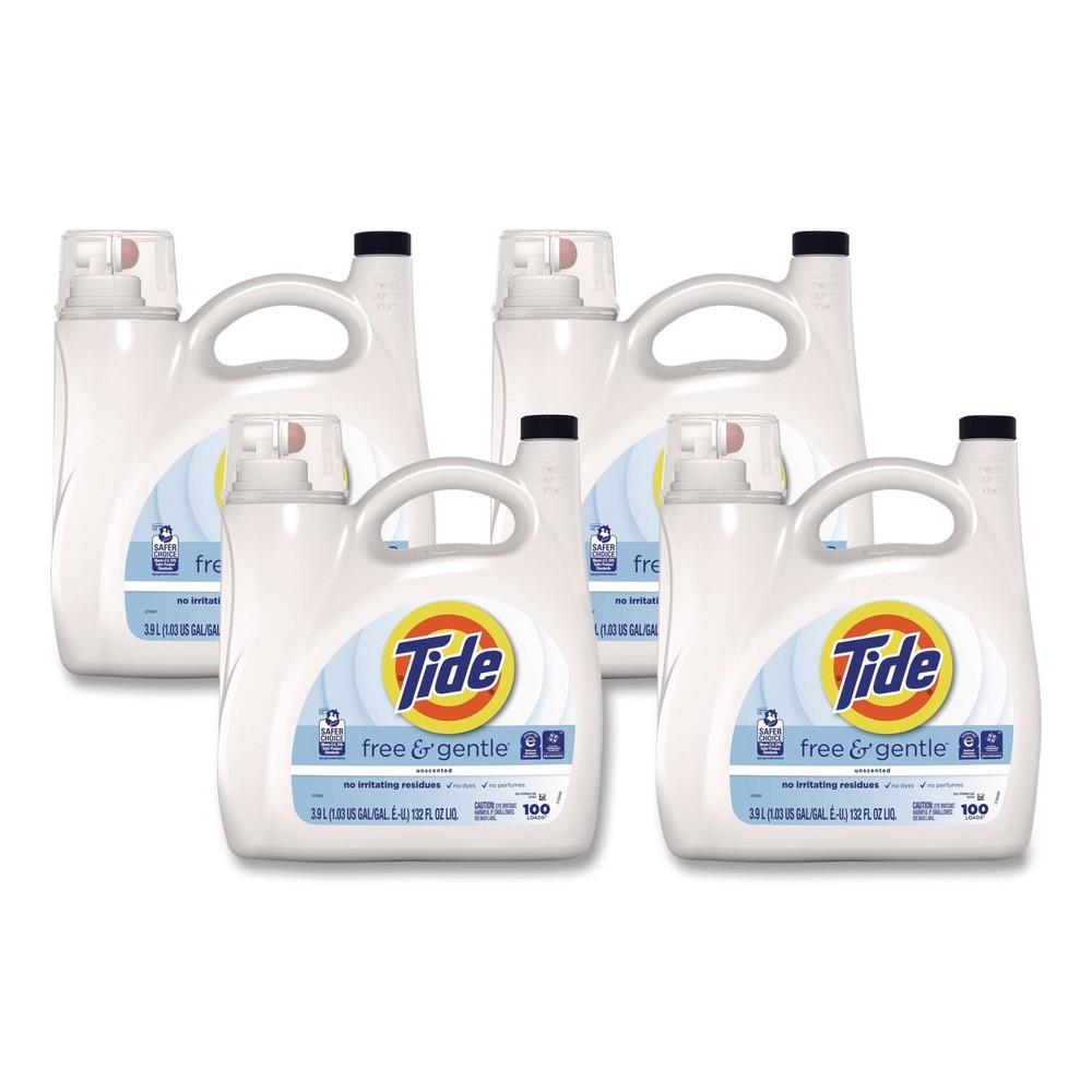 Tide 12140 Free and Gentle HE Compatible Liquid Laundry Detergent (4/Carton) New