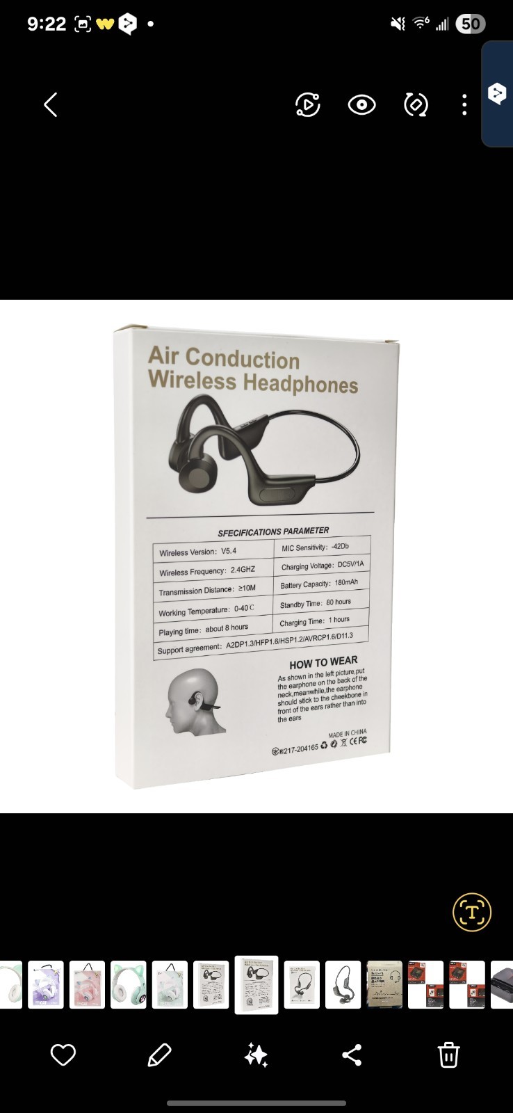 Bone Conduction Bluetooth IPX8 Waterproof Swimming Headphones Open ear Headp...