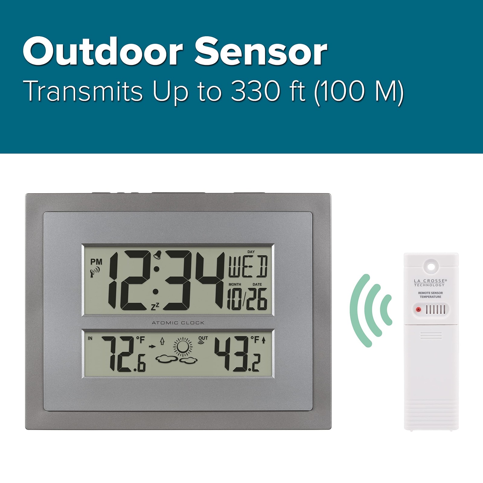 La Crosse Technology 512-85937-INT Atomic Digital Wall Clock with Temperature...
