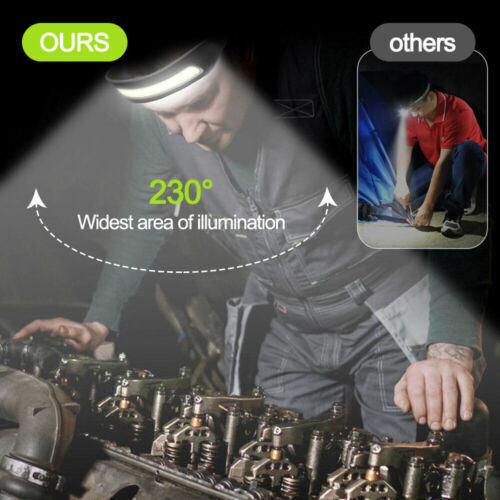1-10 Pcs Rechargeable Headlamp Wide Beam LED Motion Sensor Headlight Waterproof