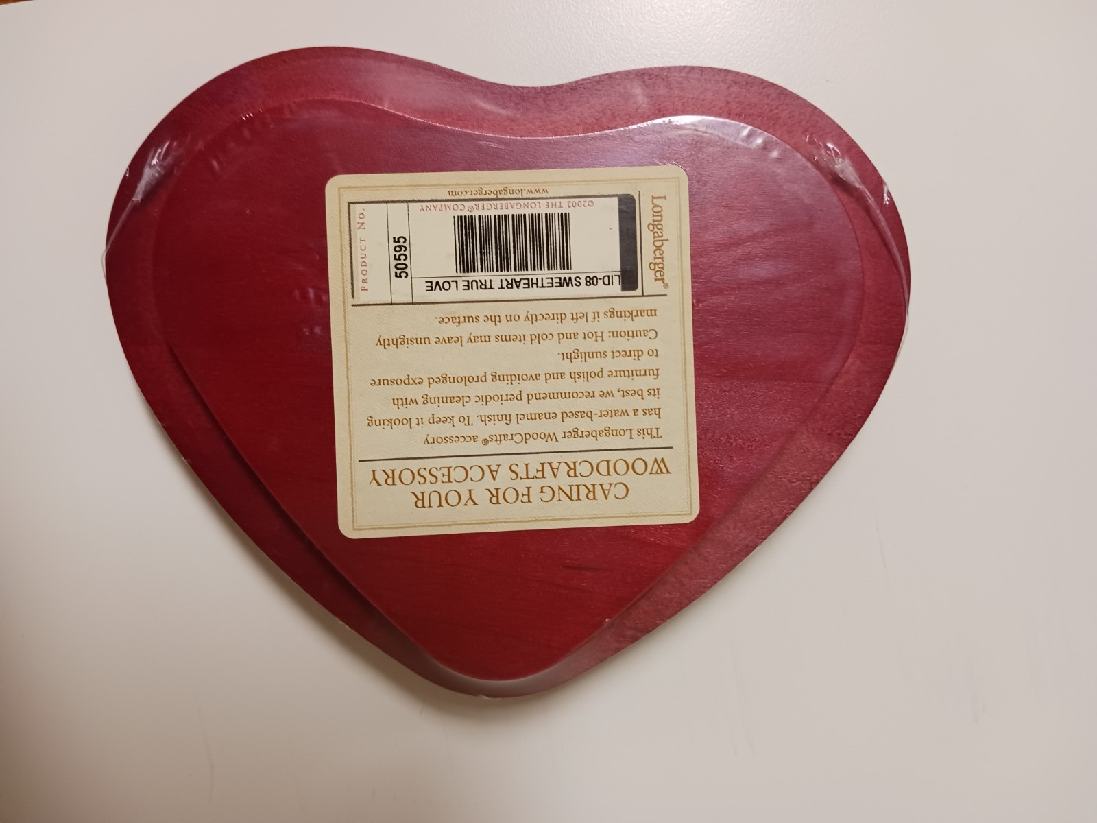 Longaberger 2008 Sweetheart True Love Lid New