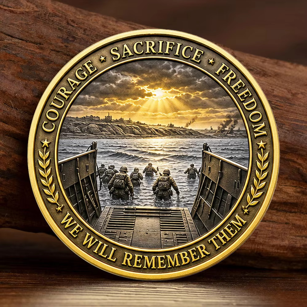 D-Day 80th Anniversary Challenge Coin Battle of Normandy Operation Overlord WWII