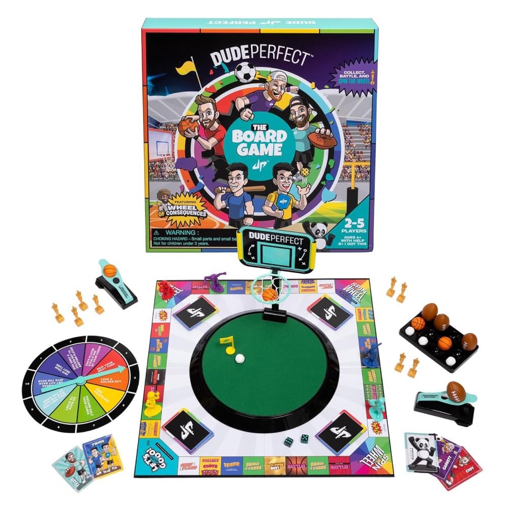 Dude Perfect Board Game with Soccer Add On Action Packed Sports Challenges