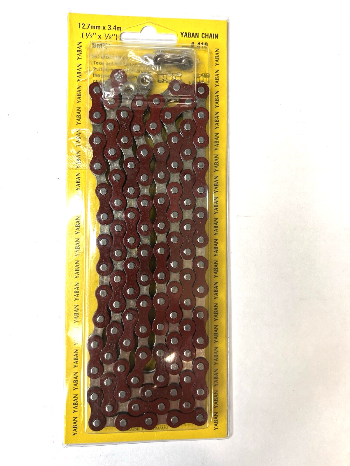 NOS Yaban S410 BMX chain 1/2" X 1/8" 112L NICKEL inner / RED outer NEW OLS STOCK