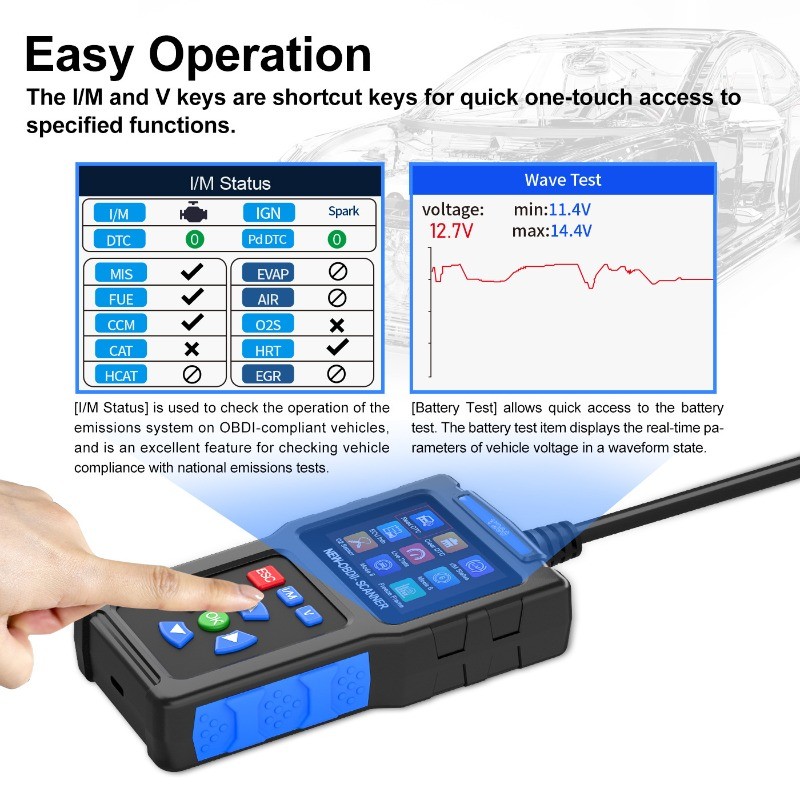 T200 OBD2 Car Diagnostic Scanner Engine Code Reader Battery Tester Smart