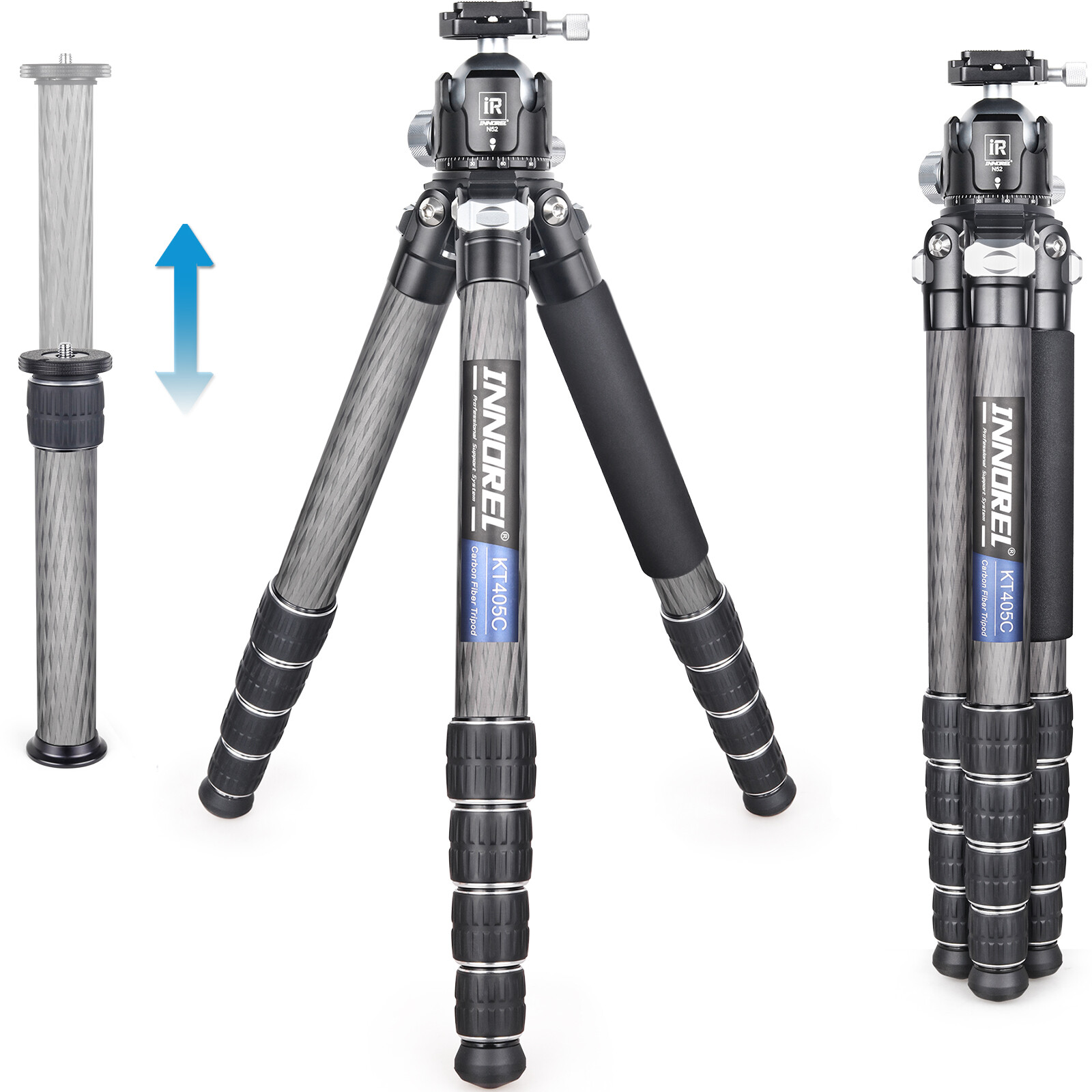 Carbon Fiber Tripod KT405C  5 Sections  Compact Heavy Duty Camera Stand for DSLR