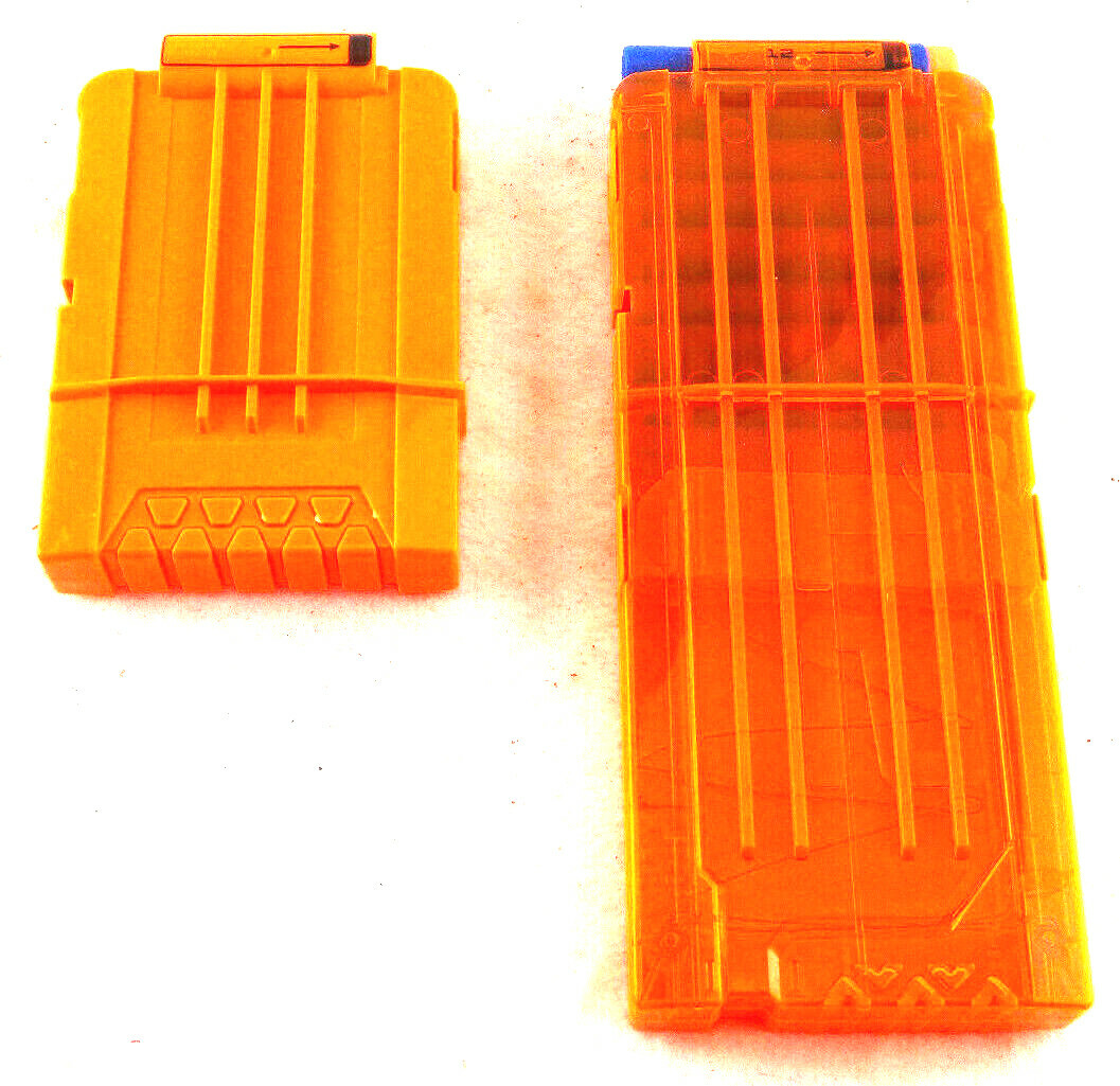 Lot of 2 Nerf 6 & 12 Round Clip Cartridge Dart Ammo Magazine + 9 Darts Free Ship