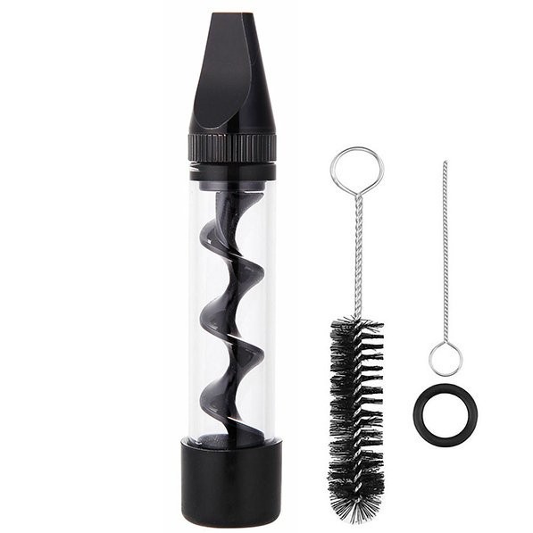 7P Mini 2 Series Smoking Twisty Glass Blunt Black Metal Tip With Cleaning Brush