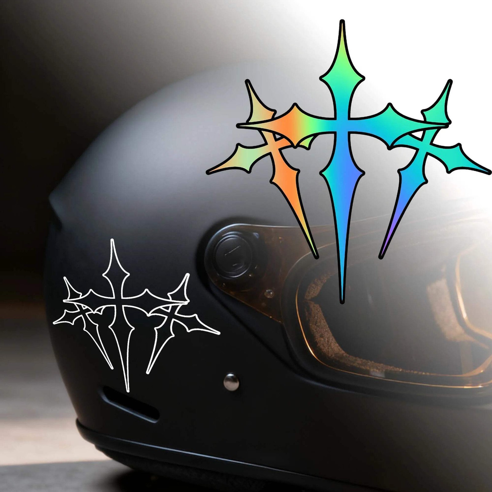 Gothic Cross Waterproof Vinyl Decal for Motorbike Helmet and Fuel Tank Fairing