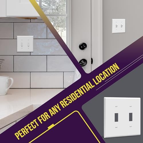 ENERLITES 5 Pack Double Toggle Switch Cover, Two Gang Light Switch Wall Plate, S