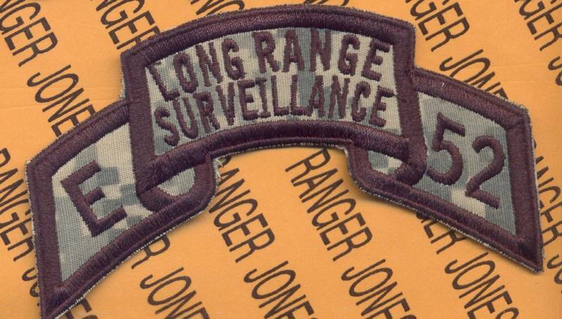 E Co 52nd LRS Corps Long Range Surveillance Airborne Ranger 5" ACU scroll patch