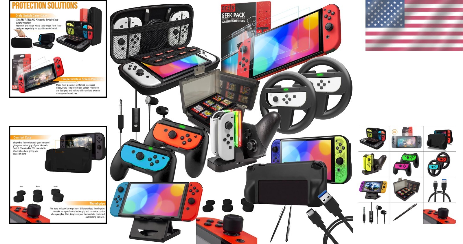 Switch Accessories Bundle Kit with for Switch & OLED with Consoles Wheels Etc