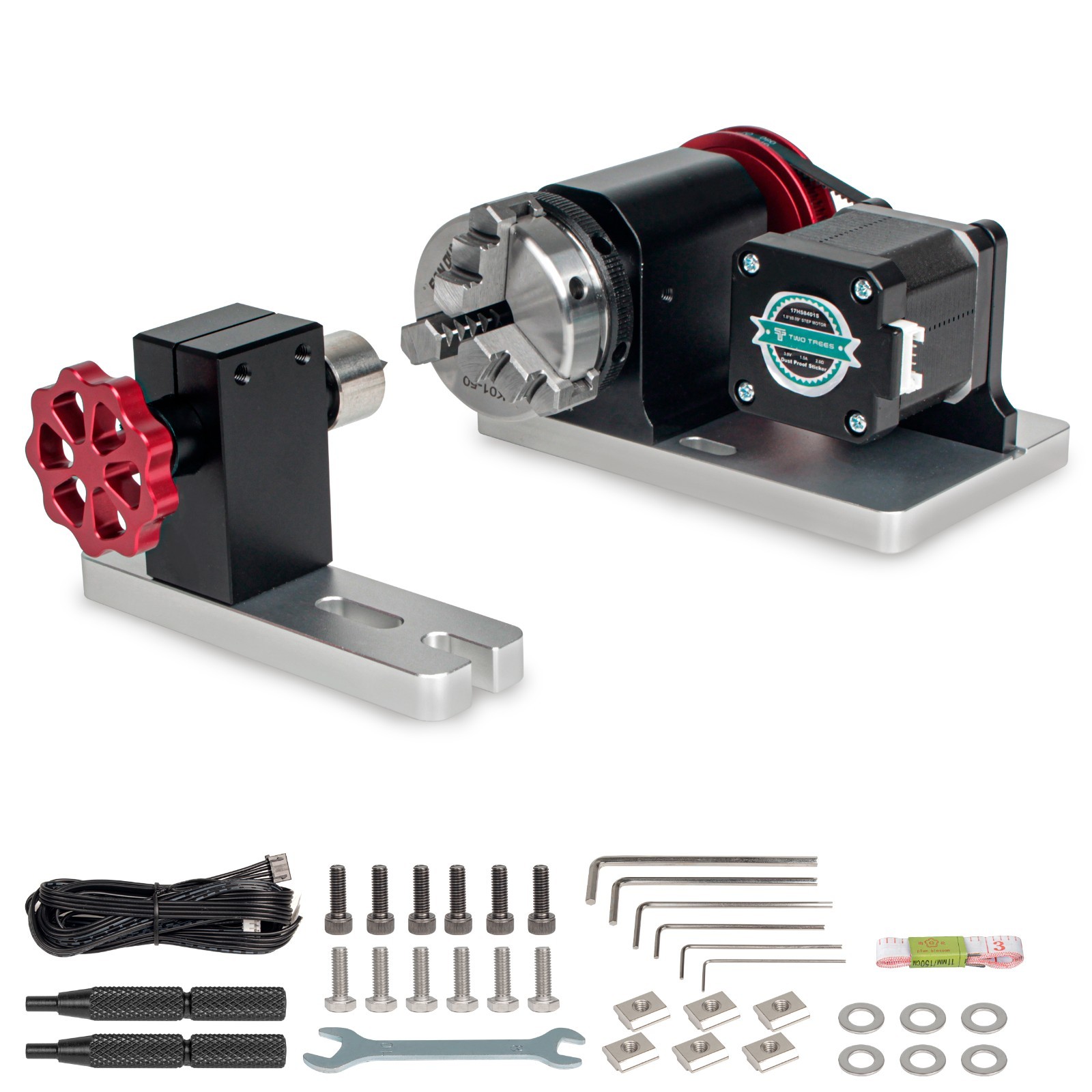 CNC 4th Axis Rotary A Axis with 3-Jaw Chuck & Tailstock for 3018 3020 4540series