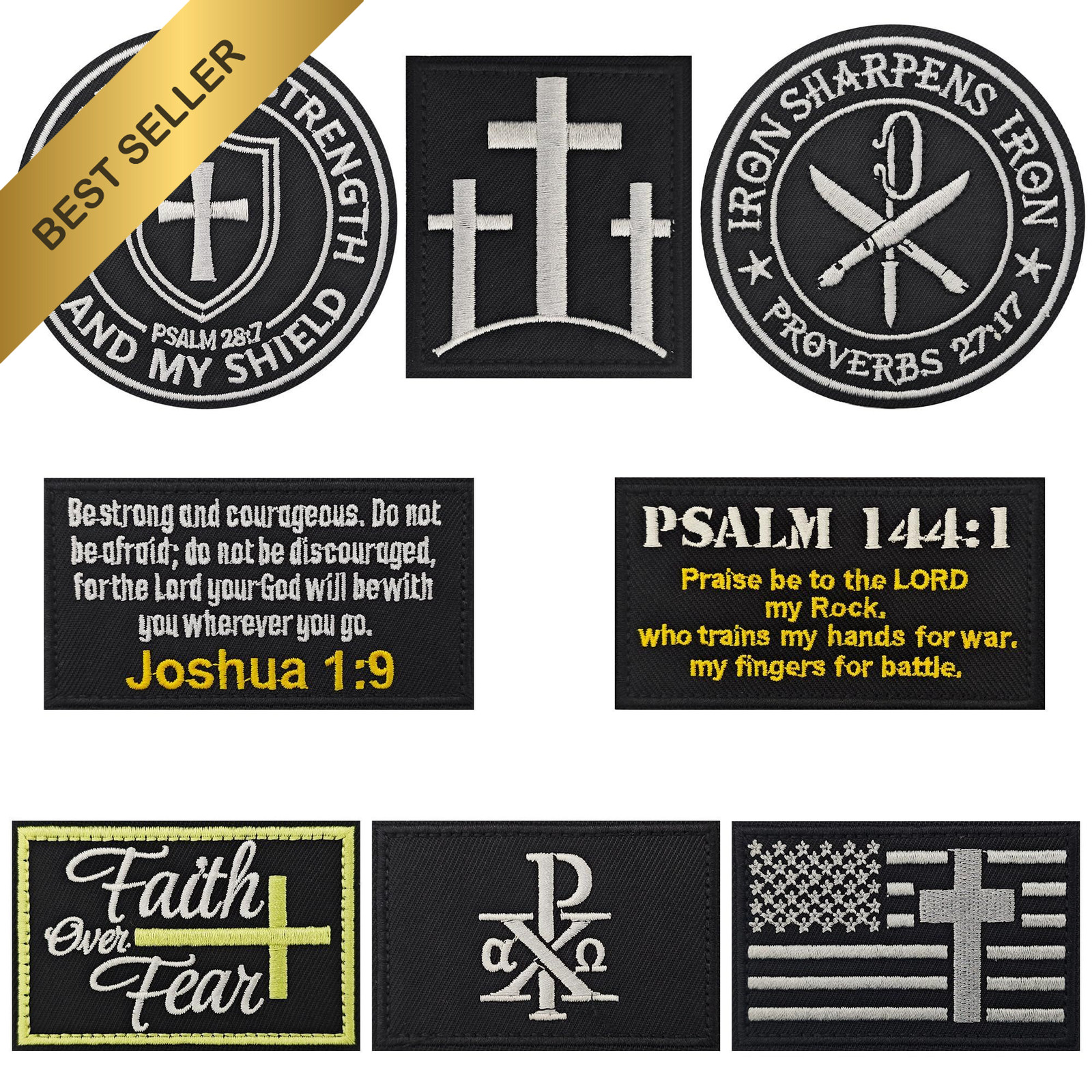 Christian Tactical Morale Patches Bible Verse Military Hook and Loop 8 Pcs Set