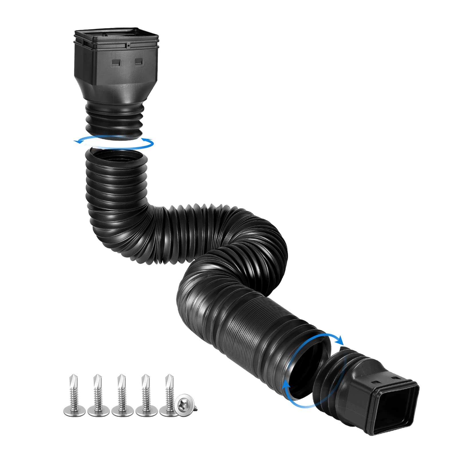 Black 1-Pack Rain Gutter Downspout Extensions Flexible, Drain Downspout Extender