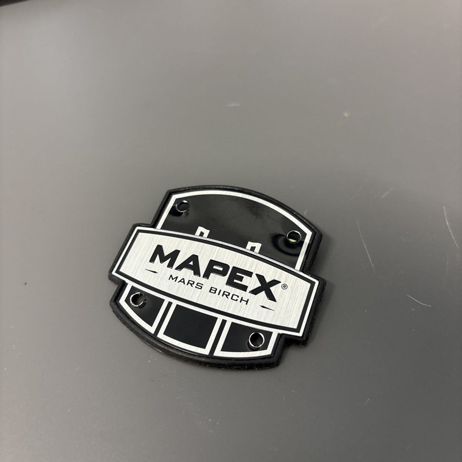 MAPEX MARS BIRCH Series Metal Drum Badge complete with fixing screws (#132)