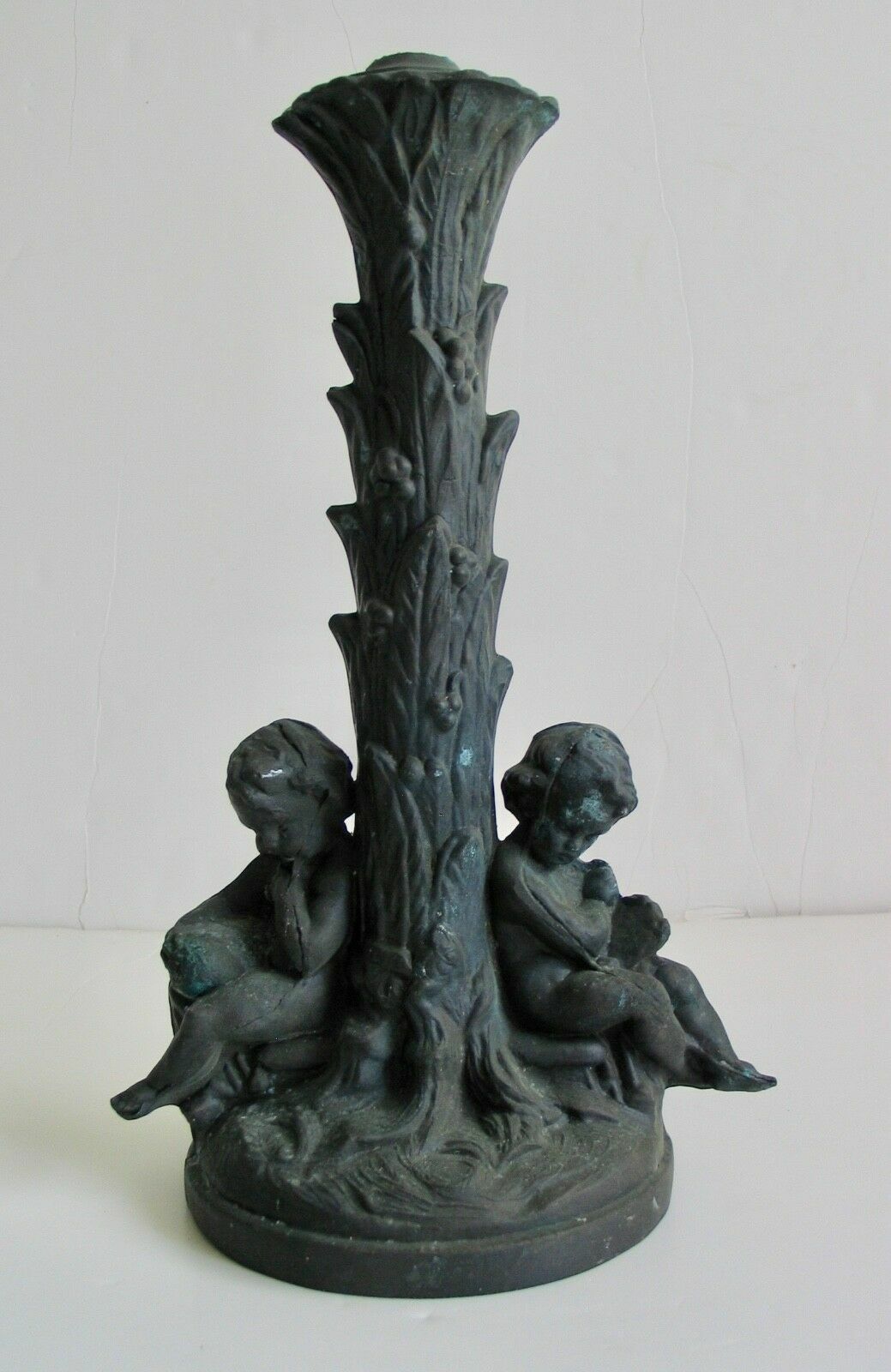 Vintage Table Lamp Base Metal Cherubs Victorian Art Nouveau Shabby Chic Cherub