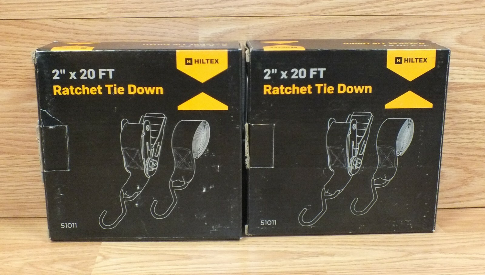 Lot of 2 Hiltex 2" x 20ft (51011) Red Ratchet Tie Down With S Hook **READ**