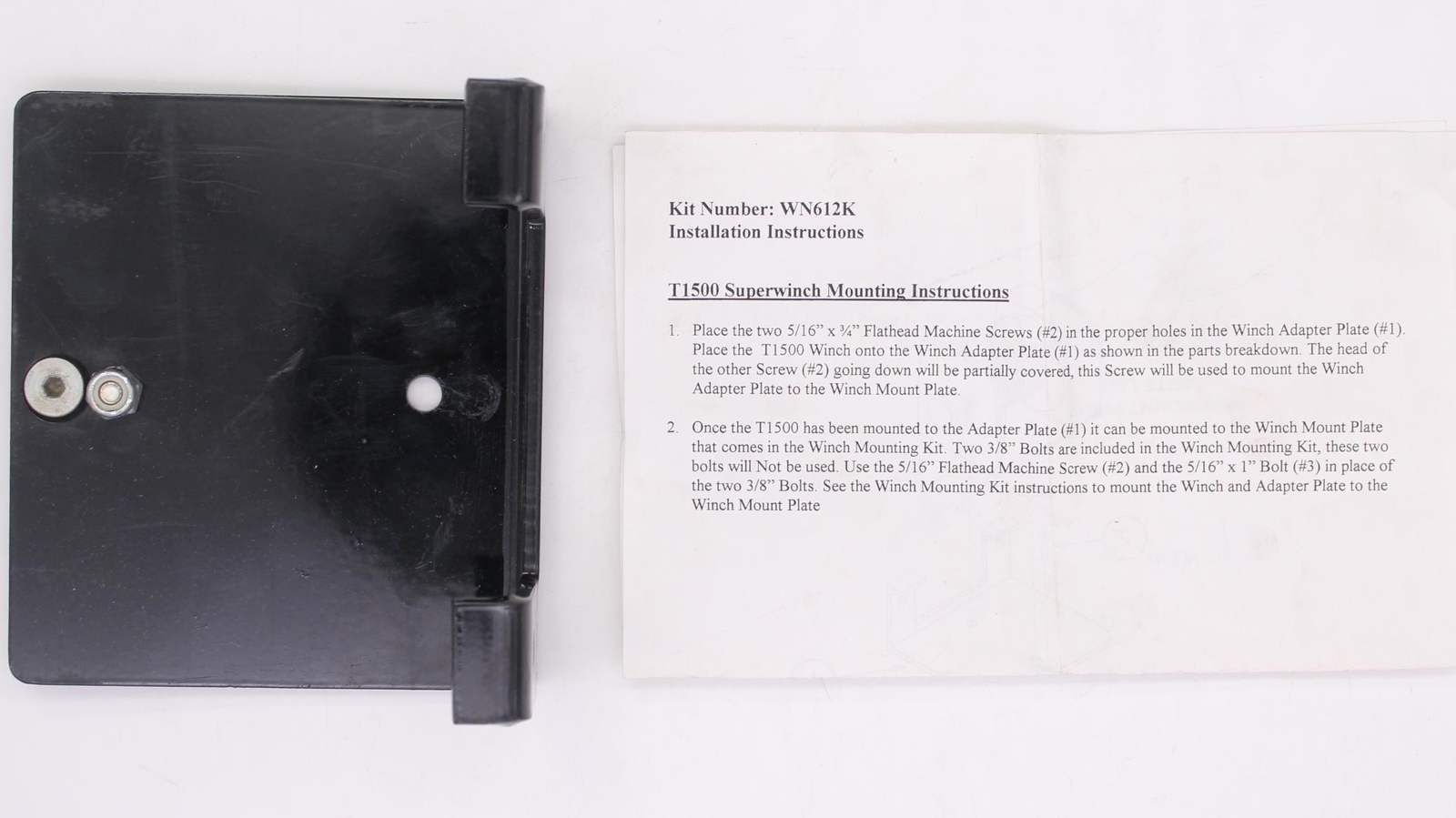 Winch Mounting Hardware Part Number - WN612K