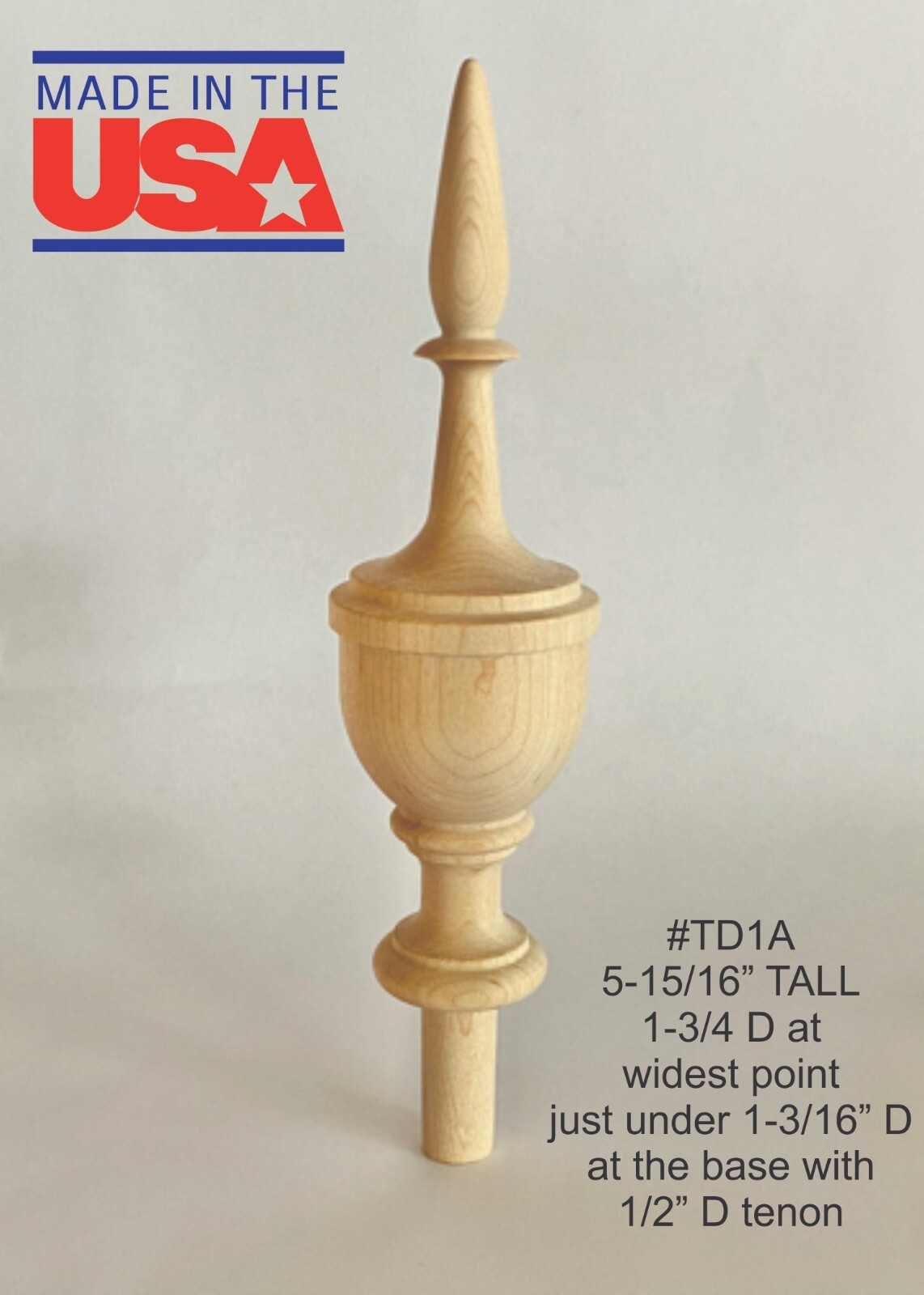 WOOD FINIAL UNFINISHED FOR BED OR FURNITURE  FINIAL CRAFT FINIAL #TD1A