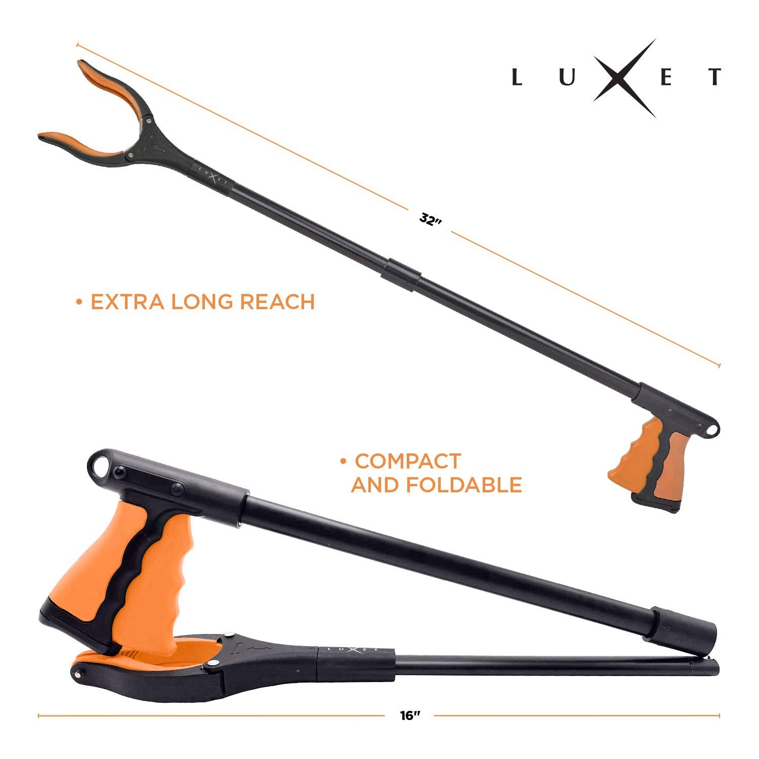 Grabber Reacher Tool - 2 Pack - Latest Version Long 32 Inch Foldable Pick Up ...