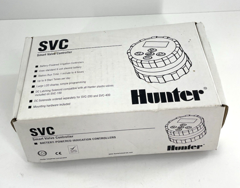 Hunter Single Station Battery Controller Timer SVC-100 DC Latching Solenoid