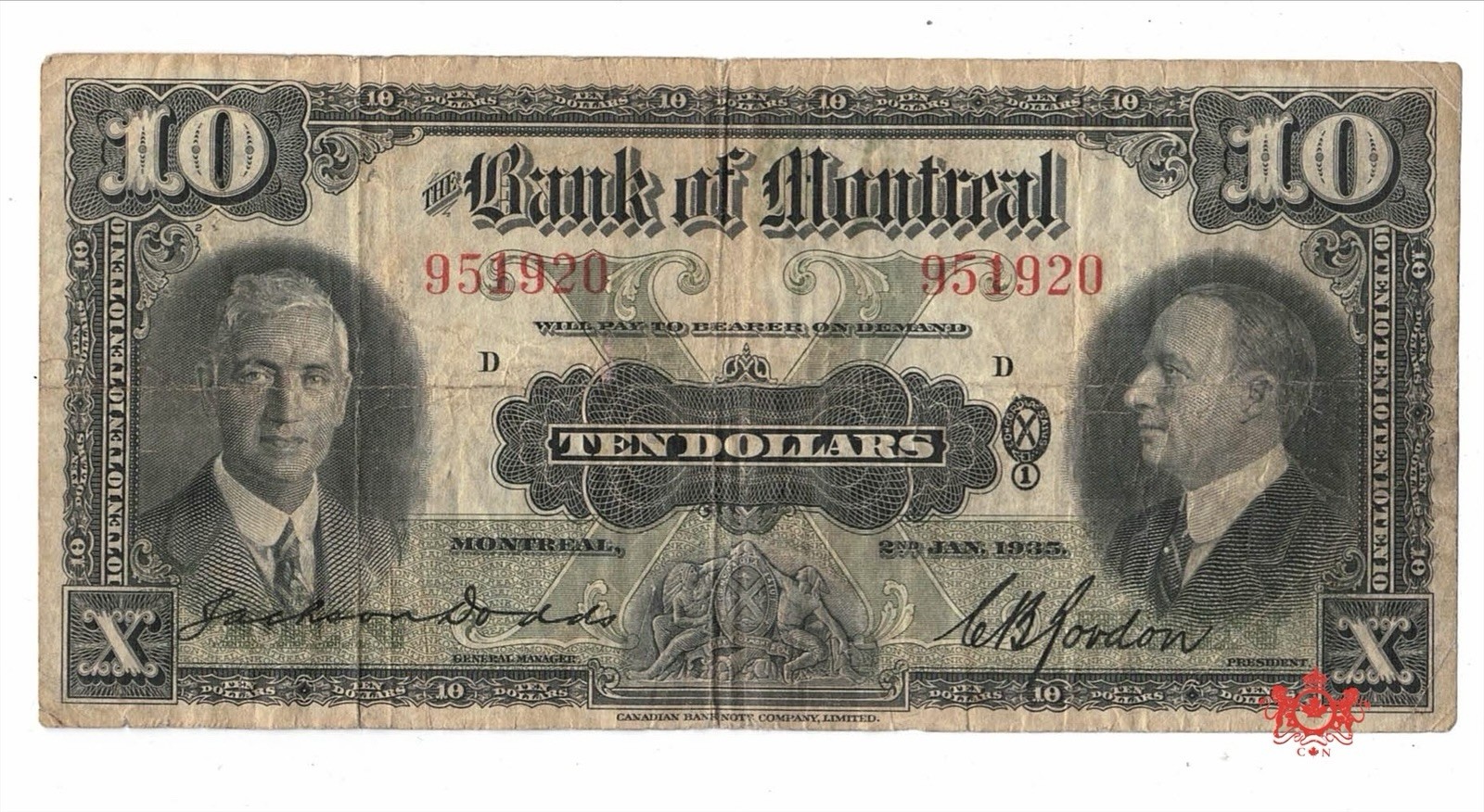 1935 Bank Of Montreal 10$ 951920 - F/VF - 505-60-04